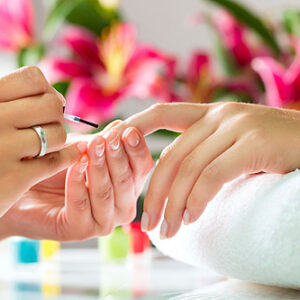 Finger nail polish application