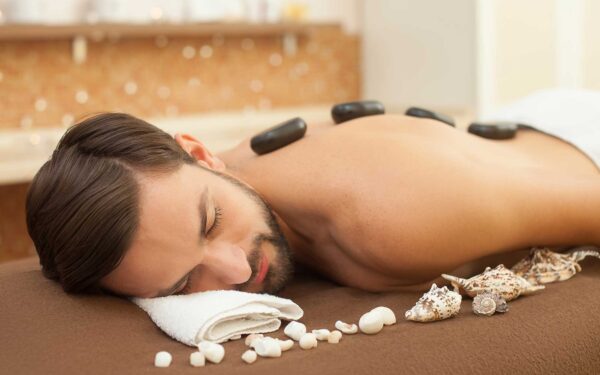 Man enjoying a spa massage