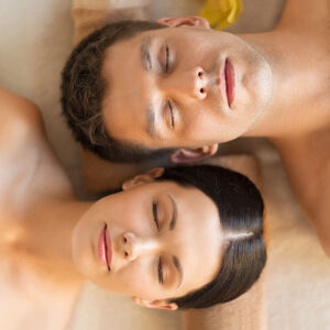 Couple enjoying a spa treatment
